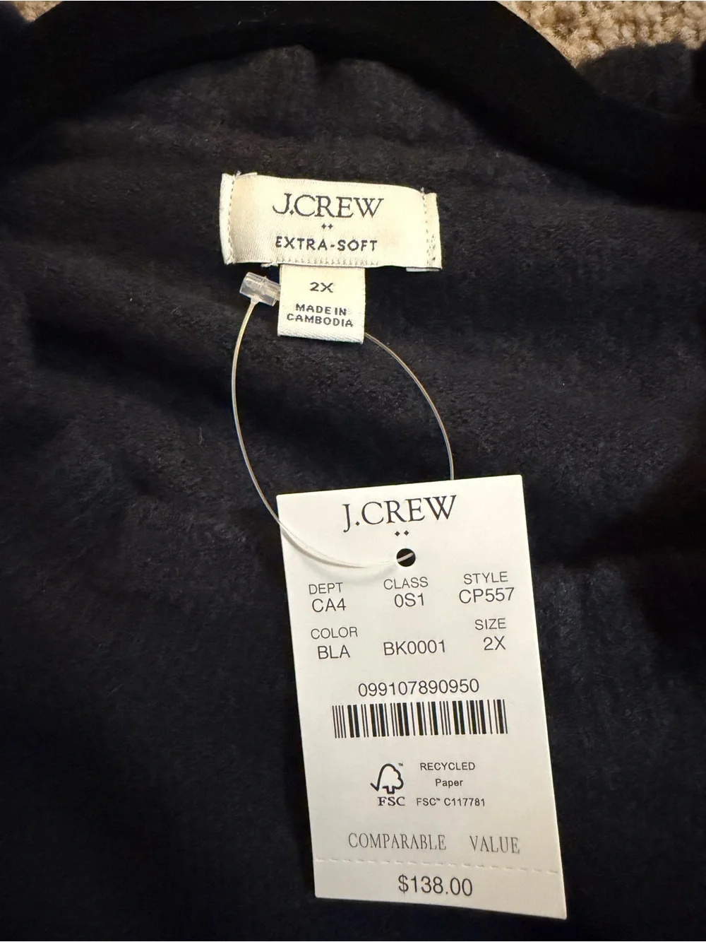NWT J.Crew Ruffleneck Sweater Dress Black Soft Knit Plus Size 2X